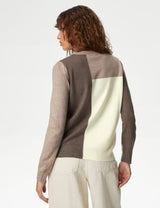 Jersey de cuello redondo con diseño bloques de color