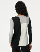 Jersey de cuello redondo con diseño bloques de color