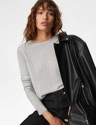 Jersey de cuello redondo de tejido cashmilon