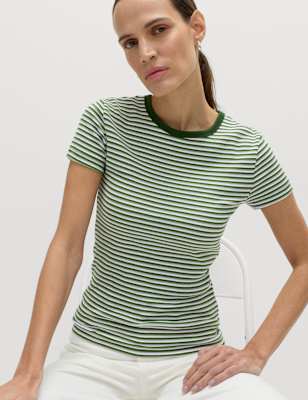 Camiseta de manga corta de rayas slim