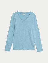 Top de manga larga con escote pico