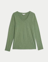 Top de manga larga con escote pico