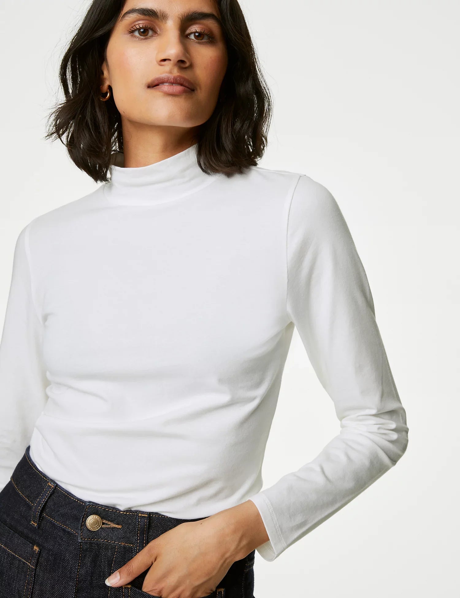 Camiseta básica manga larga cuello alto