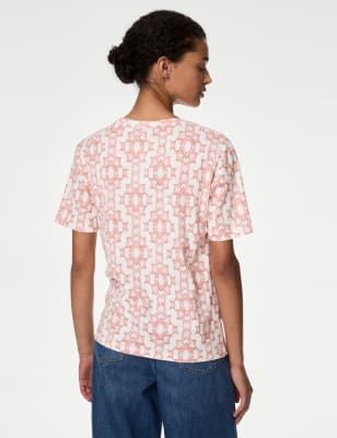 Camiseta básica de manga corta y escorte pico de corte relax