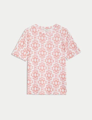 Camiseta básica de manga corta y escorte pico de corte relax