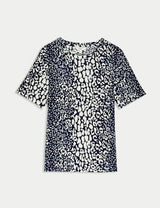 Camiseta básica de manga corta y escorte pico de corte relax