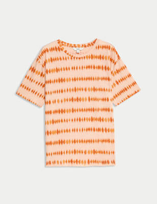 Camiseta básica de manga corta y escorte pico de corte relax