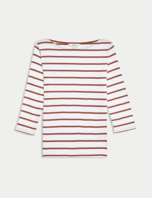 Camiseta de manga semilarga de rayas