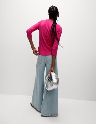 Camiseta de manga semilarga de rayas