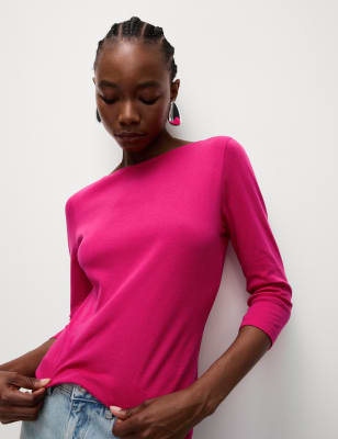 Camiseta de manga semilarga de rayas