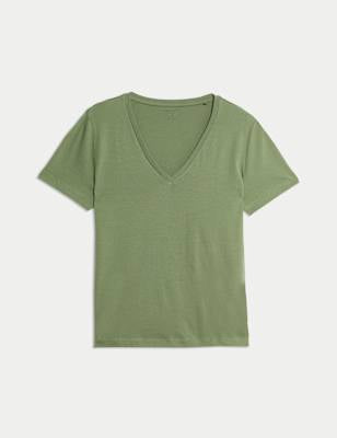 Camiseta básica de manga corta y escote en pico