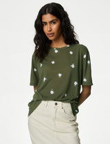 Camiseta estampada de manga corta de estilo relax