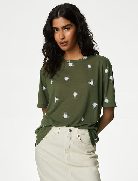 Camiseta estampada de manga corta de estilo relax