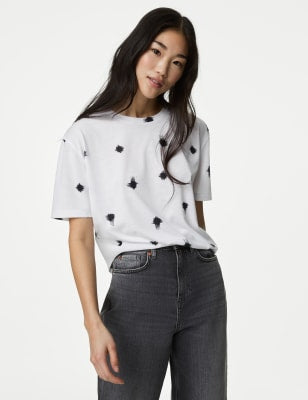 Camiseta estampada de manga corta de estilo relax
