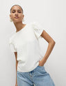 Blusa lisa de manga corta abullonada