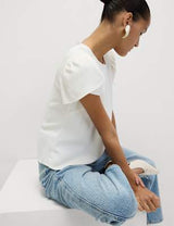 Blusa lisa de manga corta abullonada