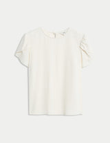 Blusa lisa de manga corta abullonada