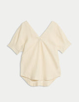 Blusa de lino de manga corta