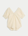Blusa de lino de manga corta