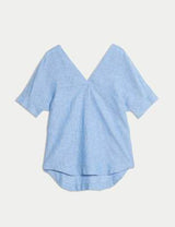 Blusa de lino de manga corta