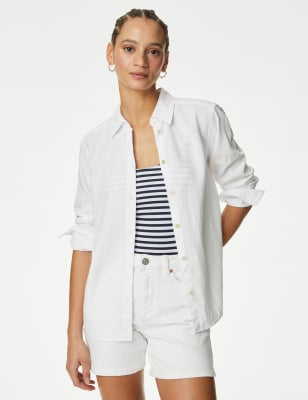 Blusa de lino de manga corta