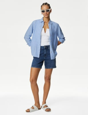 Blusa de lino de manga corta