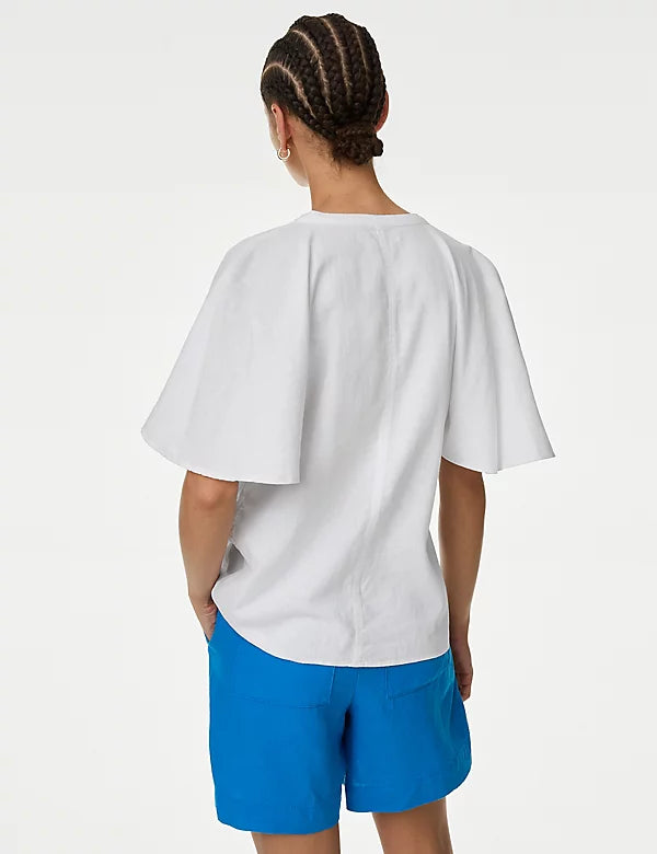 Blusa de lino  de manga corta