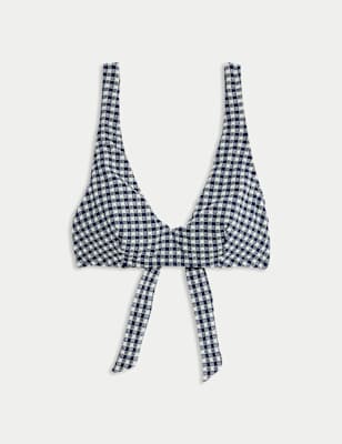 Parte alta de bikini de cuadritos Vichy