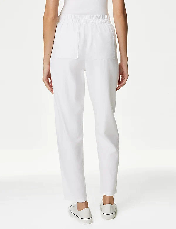 Pantalón de lino-viscosa Taper