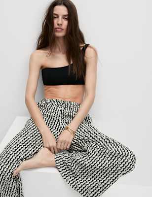 Pantalón pescador estampado de viscosa