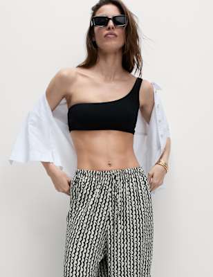 Pantalón pescador estampado de viscosa
