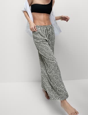 Pantalón pescador estampado de viscosa