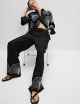 Pantalón estampado de lino-viscosa