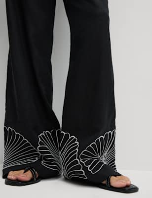 Pantalón estampado de lino-viscosa