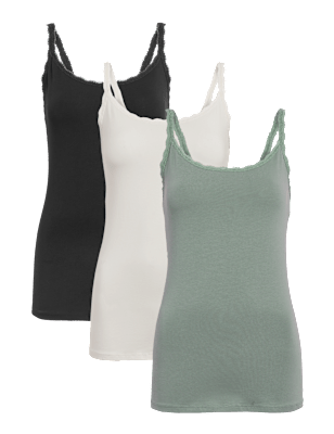 Pack 3 top tiros con vivo encaje