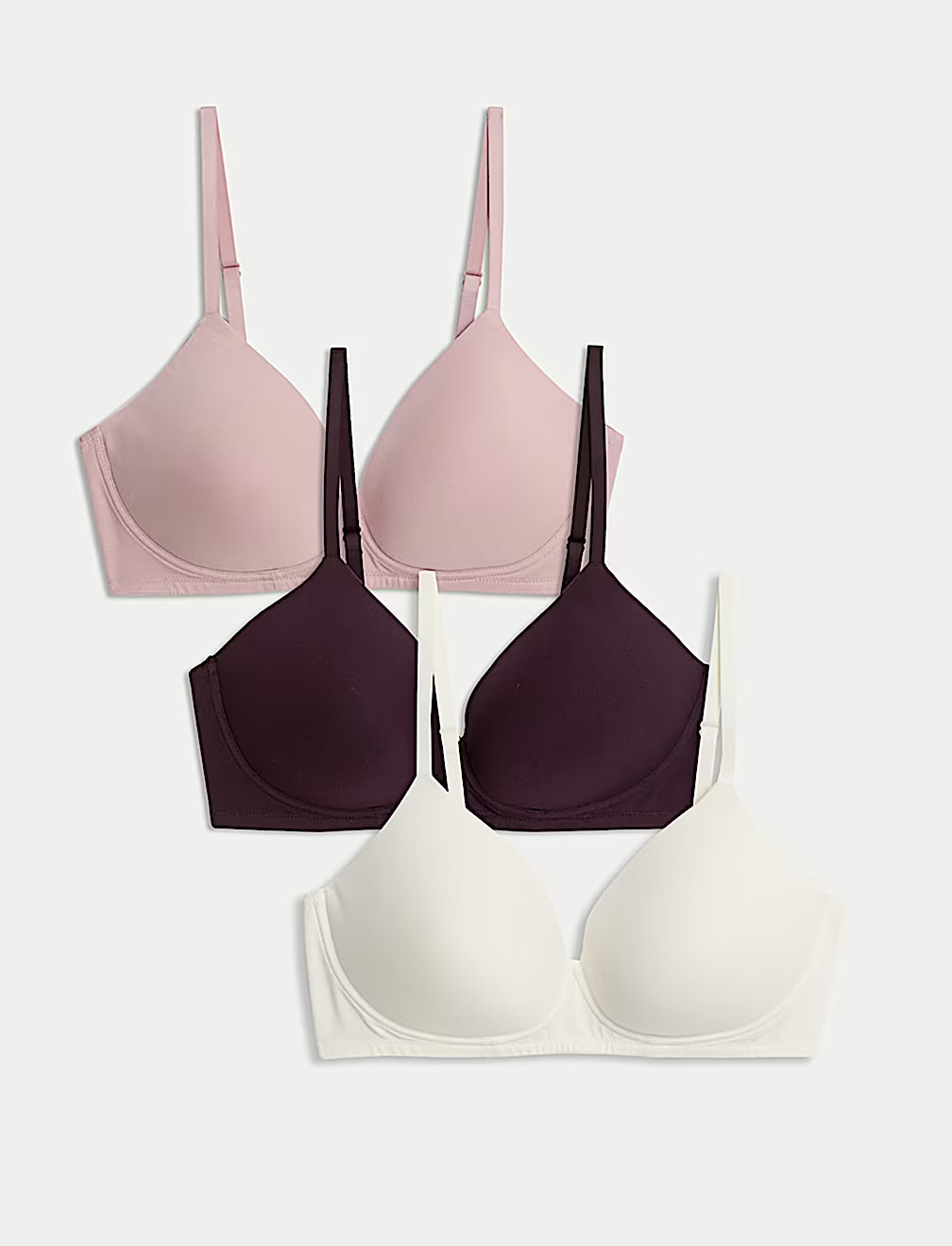 Pack 3 sujetadores sin aro de algodón Full Cup