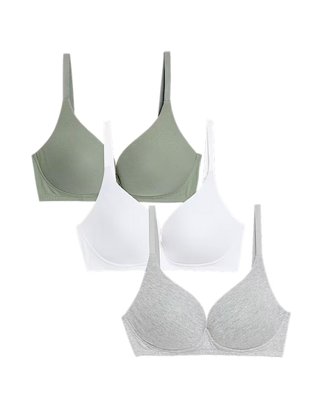 Pack 3 sujetadores sin aro algodón