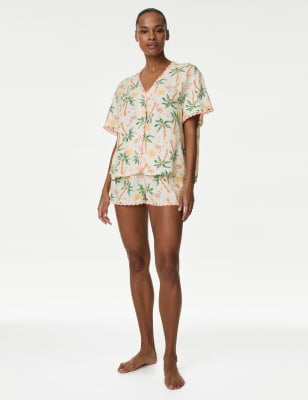Pijama corto de viscosa diseño palmeras