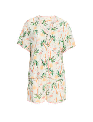 Pijama corto de viscosa diseño palmeras