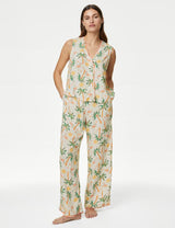 Pijama largo de viscosa diseño palmeras