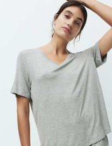 Pijama de viscosa con detalle de encaje con top de manga corta