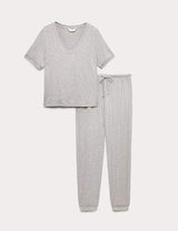 Pijama de viscosa de manga corta con patalón de puño
