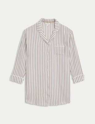 Camisola de manga larga de rayas abotonada