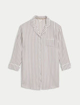 Camisola de manga larga de rayas abotonada