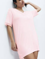 Camisola de viscosa de manga corta con escote en pico