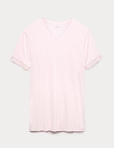 Camisola de viscosa de manga corta con escote en pico