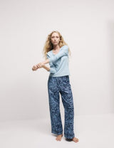 Pijama con top liso de  manga larga