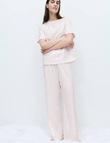Pijama de punto con pantalón largo y top de manga corta