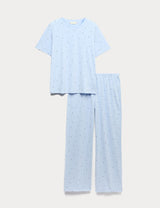 Pijama de punto con pantalón largo y top de manga corta