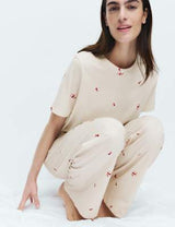 Pijama de punto con pantalón largo y top de manga corta